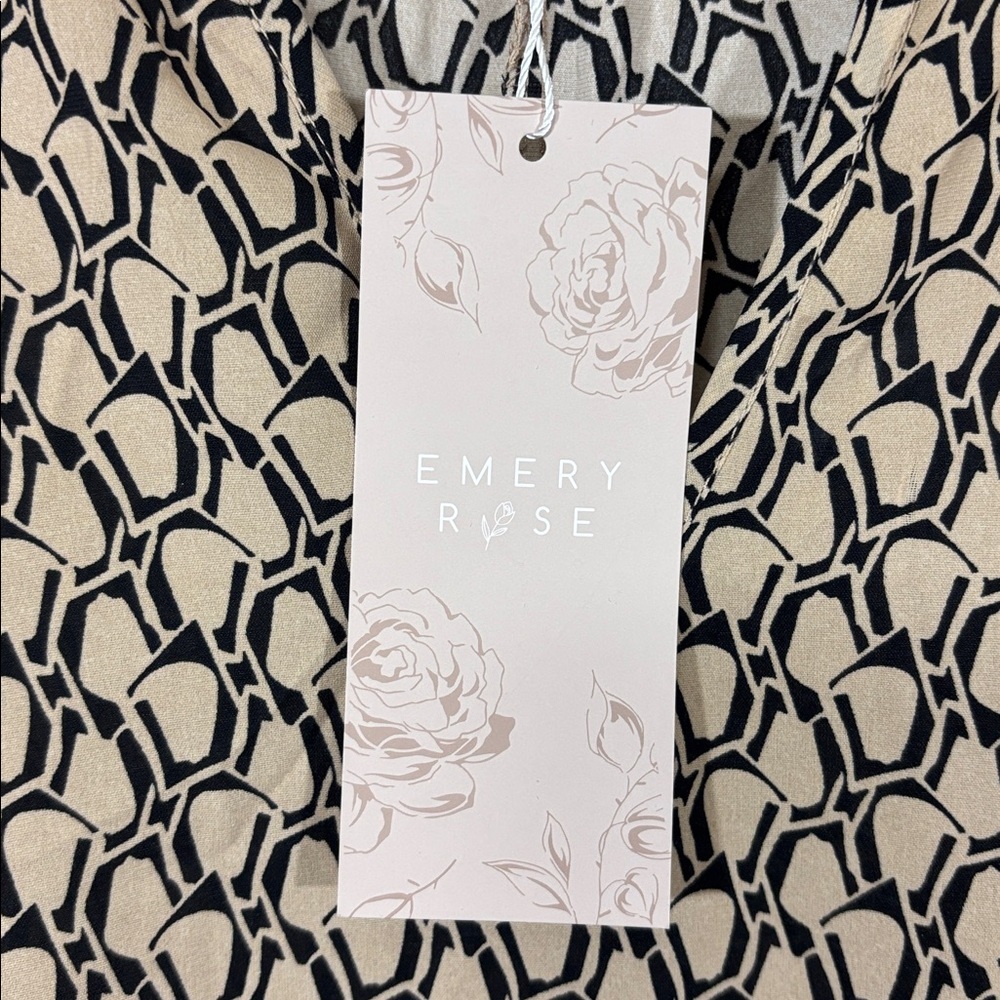 Emery Rose Black/Tan Patterned Round Hem Dress Size L NEW - Picture 6 of 6